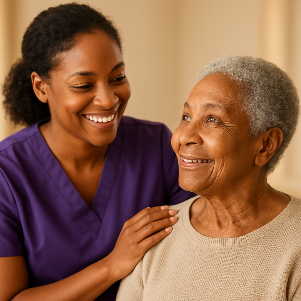 Caregiver with elderly resident